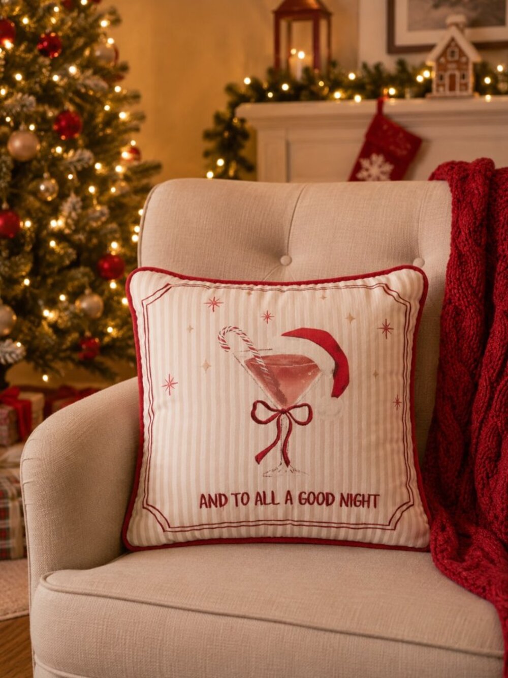 NWT - Bouffants & Broken Hearts 'And To All A Good Night' Pillow - Lilac -14x14